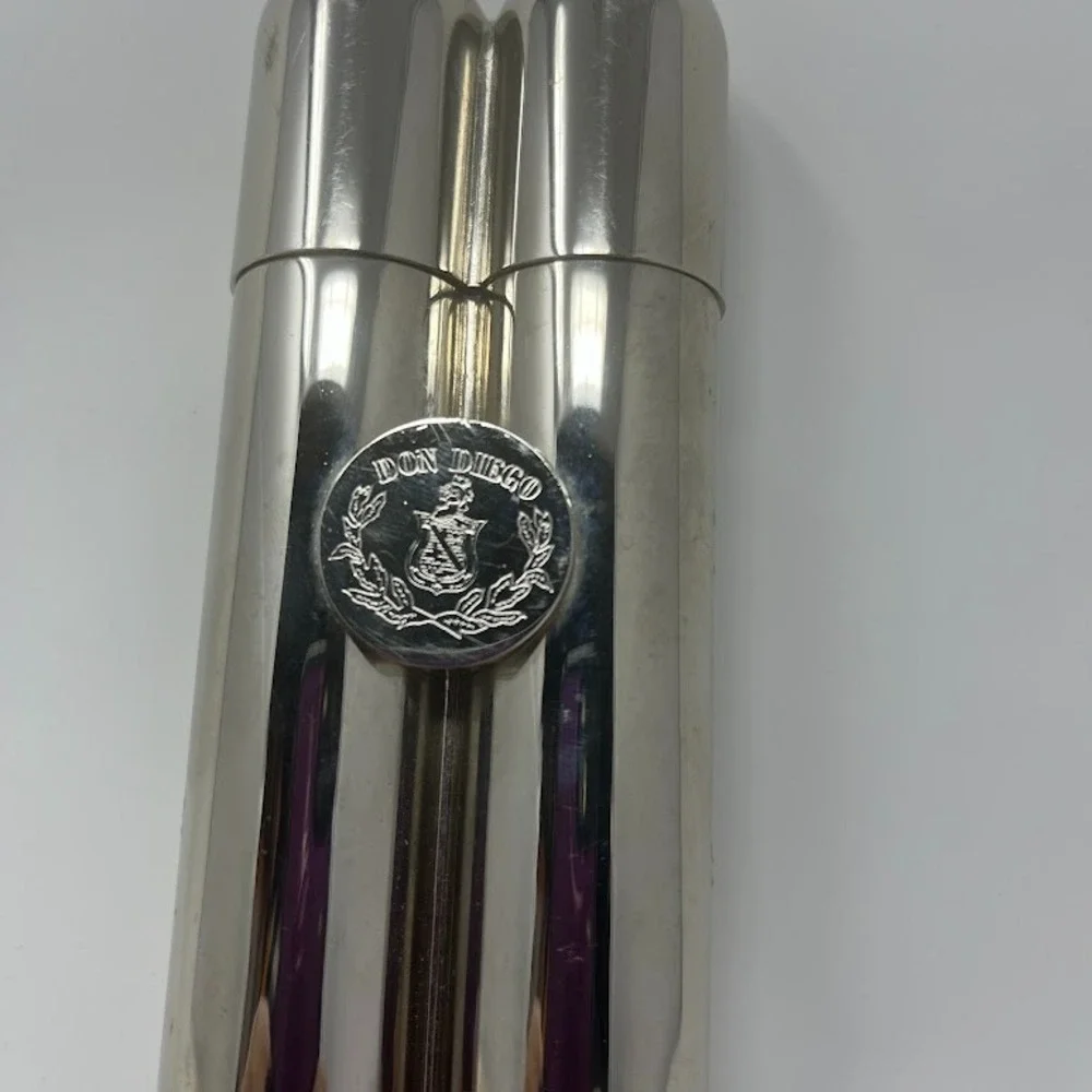 Don Diego Stainless Steel Flask Set Silver Twin Cylinder Screw Top Barware